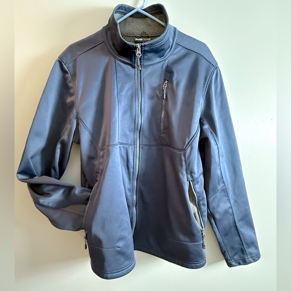 Swiss Tech Men's Full Zip Fleece Lined Medium Weight Jacket Sz M 22" PTP Blue